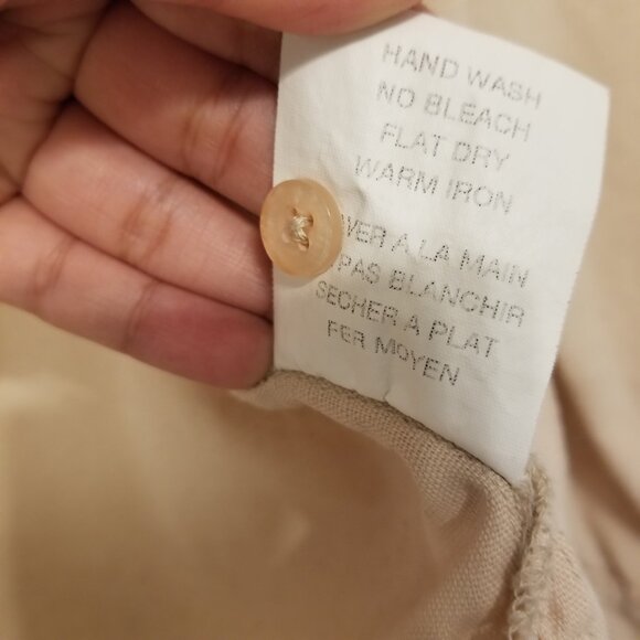Vintage Cotton/Linen Blend Beige Button up Women Top Long Sleeve Small Haggar - Picture 8 of 11